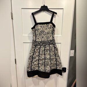 Vintage Liz Claiborne 90s Pin Up Style Size 8 White And Black Floral Dress